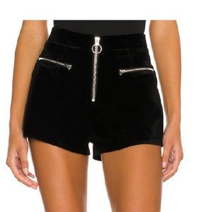 Superdown velvet shorts with front zipper